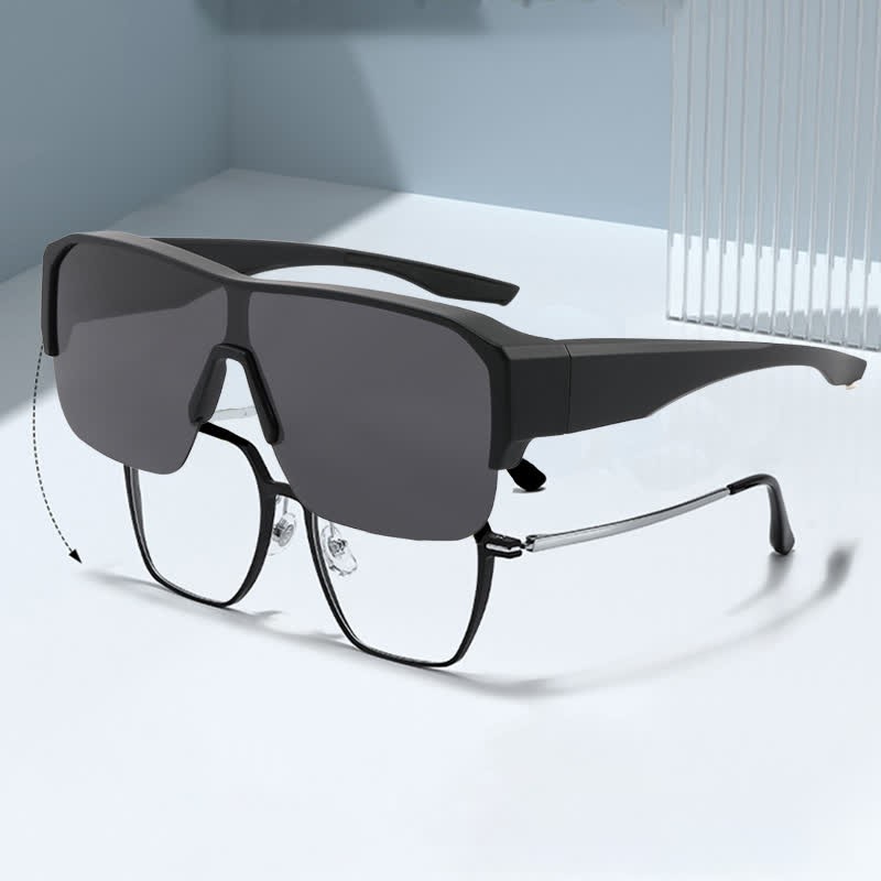 Spykay™ SG60959 Fit Over Glasses Semi-Rimless Polarized Sunglasses for Sports&Driving - Black - image 1