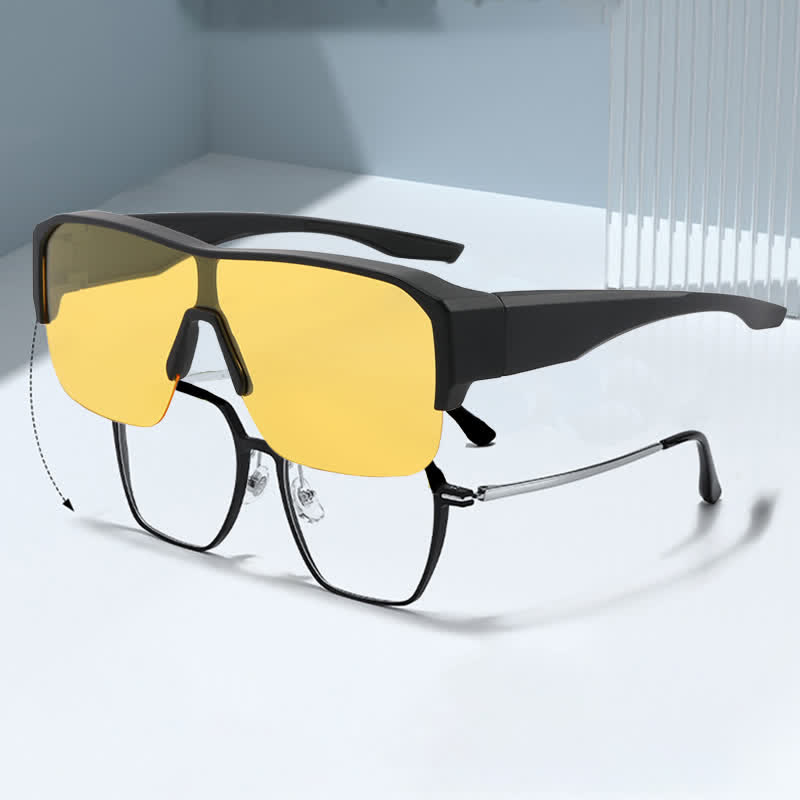 Spykay™ SG60959 Fit Over Glasses Semi-Rimless Polarized Sunglasses for Sports&Driving - Black/Yellow - image 6