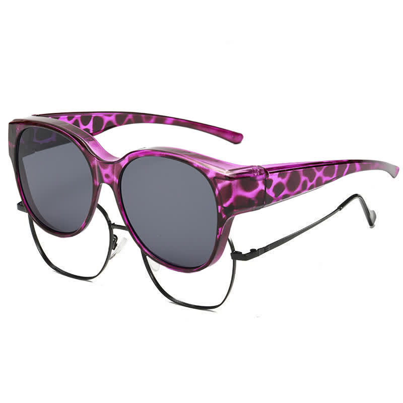 Spykay™ SG60901 Polarized Round Frame Driving Sunglasses Fit Over Glasses for Women Men - Purple Leopard - image 23