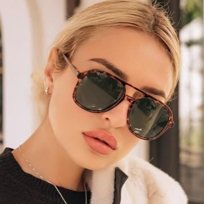 Spykay™ SG60740 Retro-Vintage Double Bridges Polarized Aviator Sunglasses - Tortoise/Green - image 11