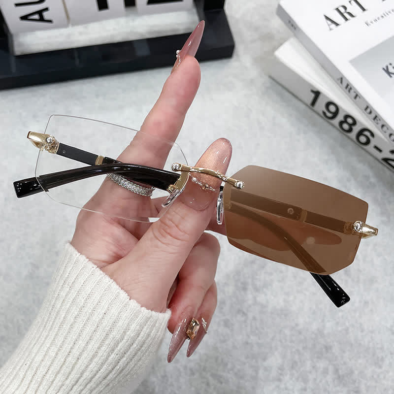 Spykay™ SG60972 Geometric Frame Rimless Hipster Photochromic Sunglasses - Brown - image 2