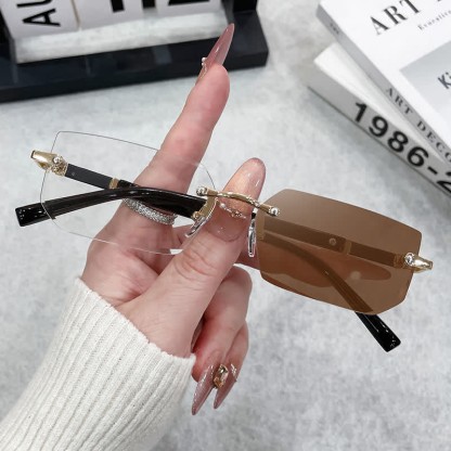 Spykay™ SG60972 Geometric Frame Rimless Hipster Photochromic Sunglasses - Brown - image 2