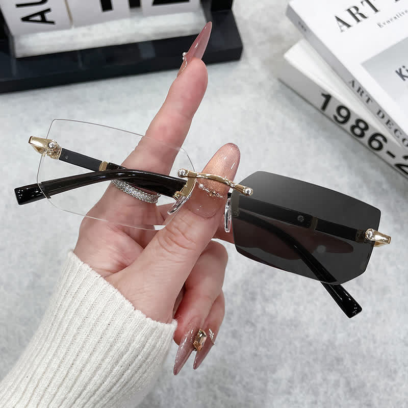 Spykay™ SG60972 Geometric Frame Rimless Hipster Photochromic Sunglasses - Grey - image 1