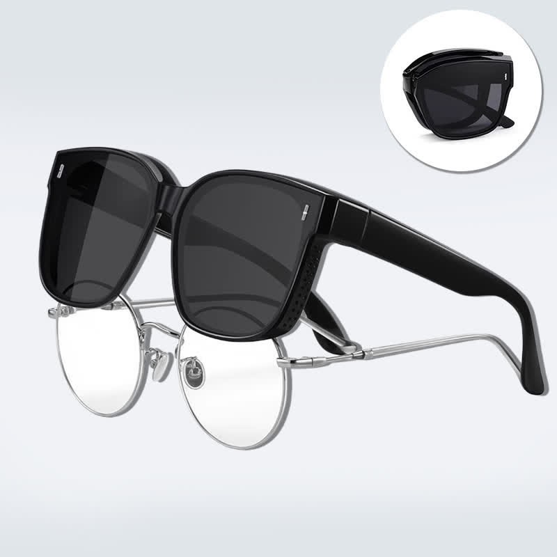 Spykay™ SG60956 Fit Over Glasses Square Frame Foldable Sunglasses for Women Men - Black - image 5