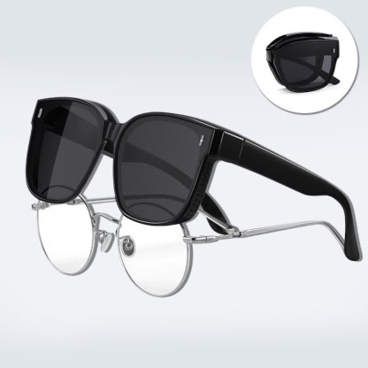 Spykay™ SG60956 Fit Over Glasses Square Frame Foldable Sunglasses for Women Men - Black - image 5