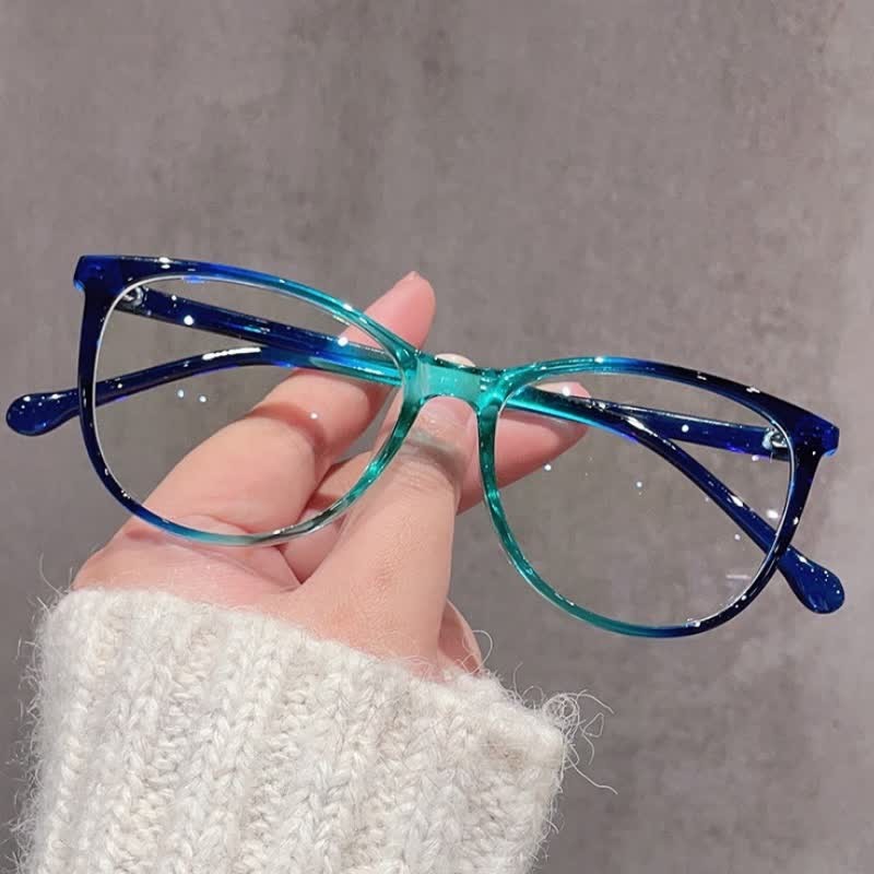 Spykay™ EG1012 Women's Round PC Frame Personality Fashion Clear Lens Glasses With Gradient Tint Clear Glasses Accessories - Lake Blue - image 1