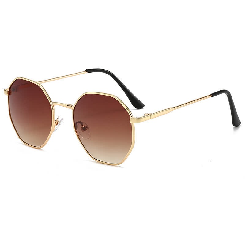 Spykay™ SG60977 Hipster Geometric Frame Metal Retro Sunglasses - Golden/Brown - image 9