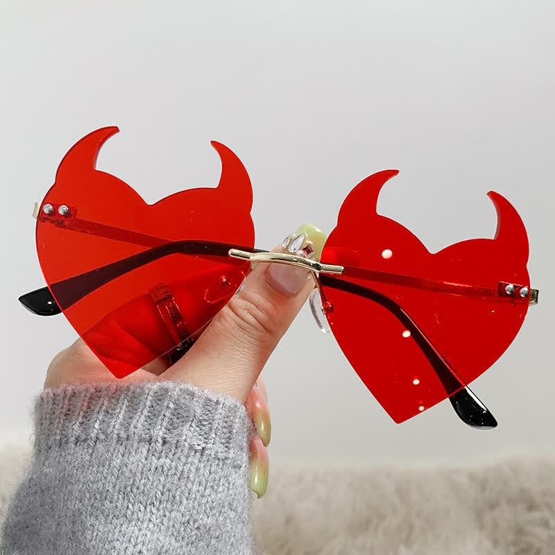 Spykay™ SG60991 Halloween Rimless Devil Horns Heart Sunglasses for Women Men - image 2