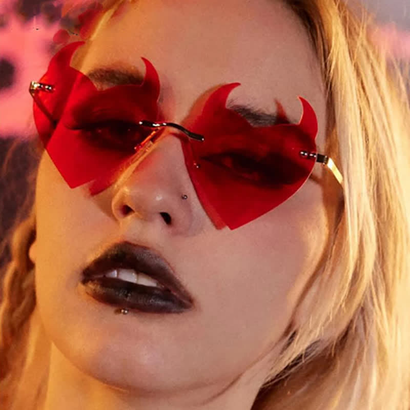 Spykay™ SG60991 Halloween Rimless Devil Horns Heart Sunglasses for Women Men - image 1