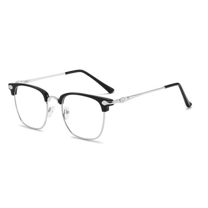 Spykay™ EG26834 Semi-Rimless Unisex Retro Square Frame Anti-blue Light Browline Glasses - Black/Silver - image 1