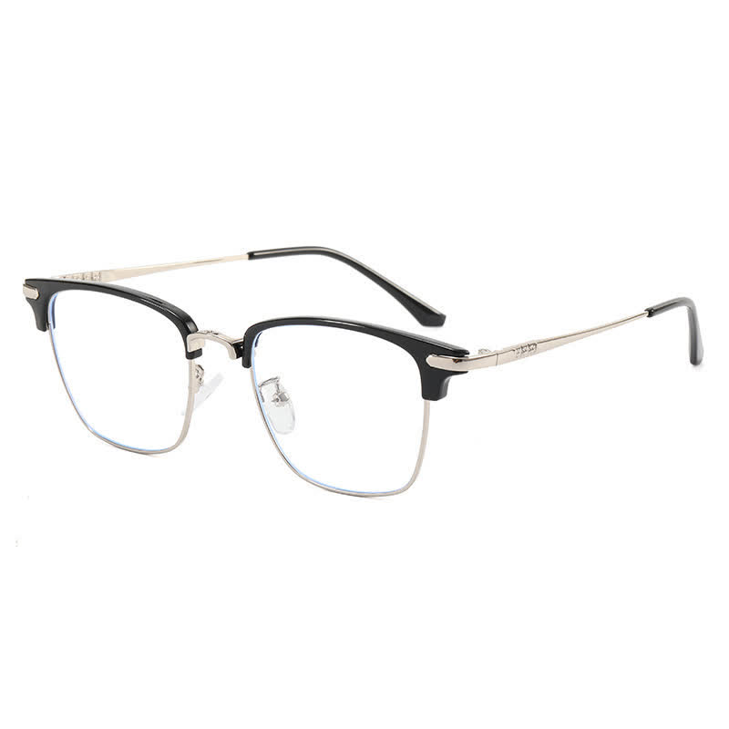 Spykay™ EG26833 Semi-Rimless Retro Square Frame Anti-blue Light Browline Glasses - Black/Silver - image 8