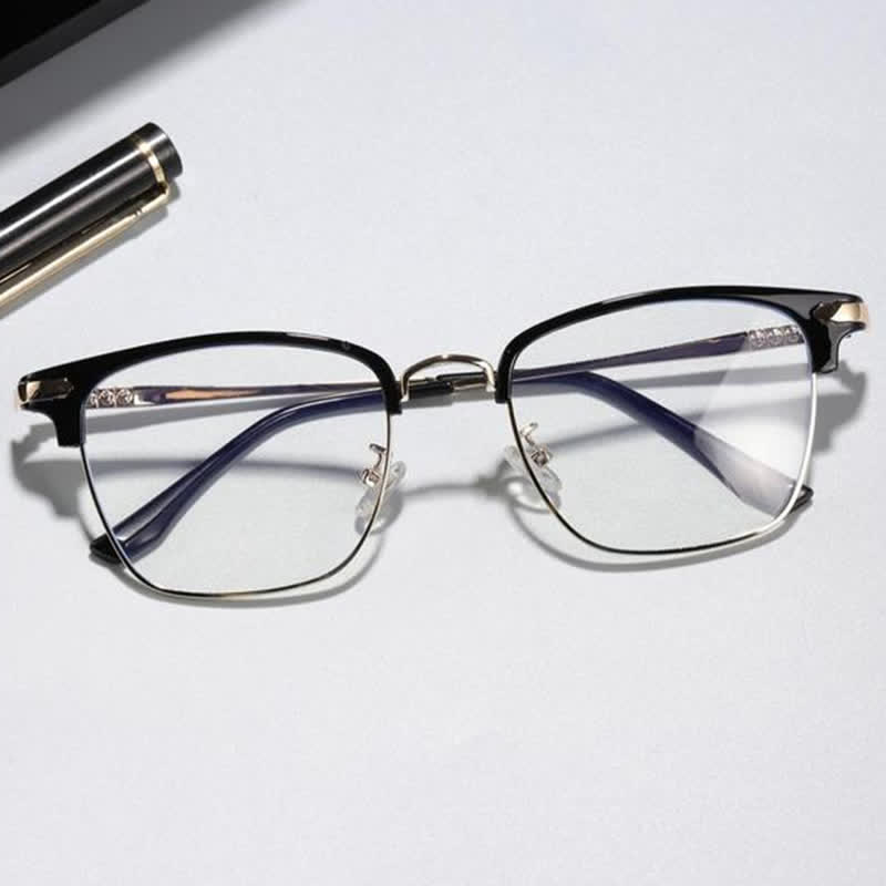 Spykay™ EG26833 Semi-Rimless Retro Square Frame Anti-blue Light Browline Glasses - image 2