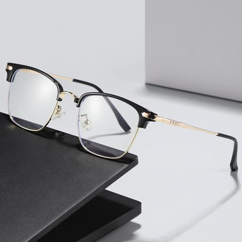 Spykay™ EG26833 Semi-Rimless Retro Square Frame Anti-blue Light Browline Glasses - image 1
