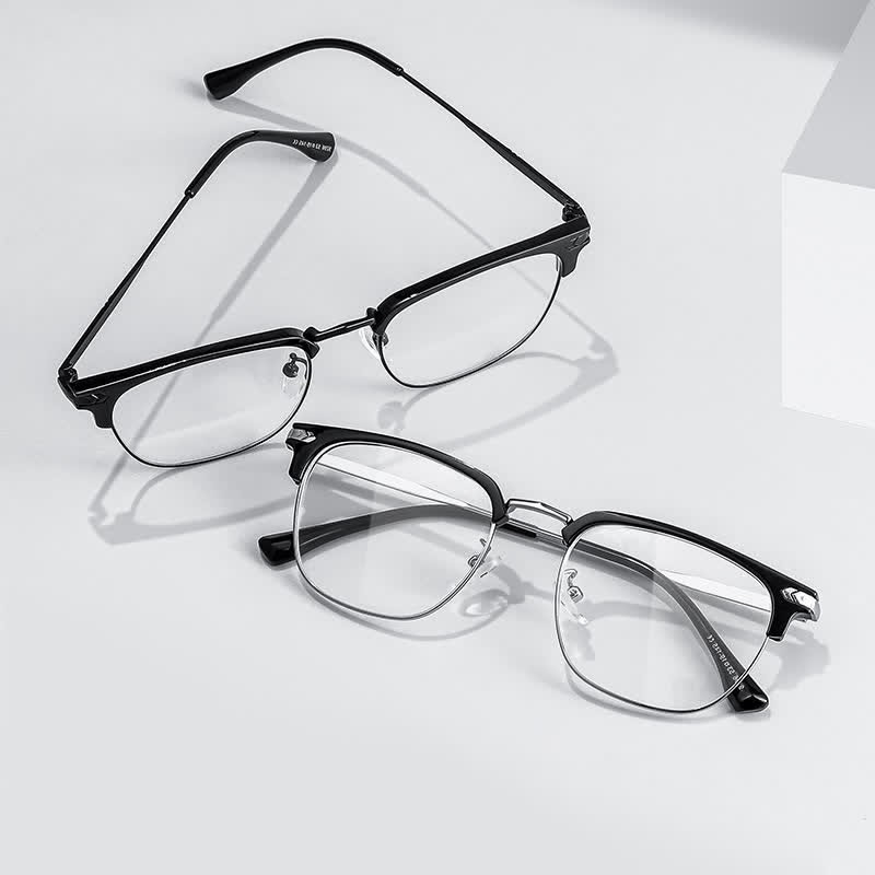 Spykay™ EG26832 Semi-Rimless Classic Square Frame Anti-blue Light Browline Glasses - image 1