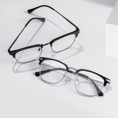Spykay™ EG26832 Semi-Rimless Classic Square Frame Anti-blue Light Browline Glasses - image 1