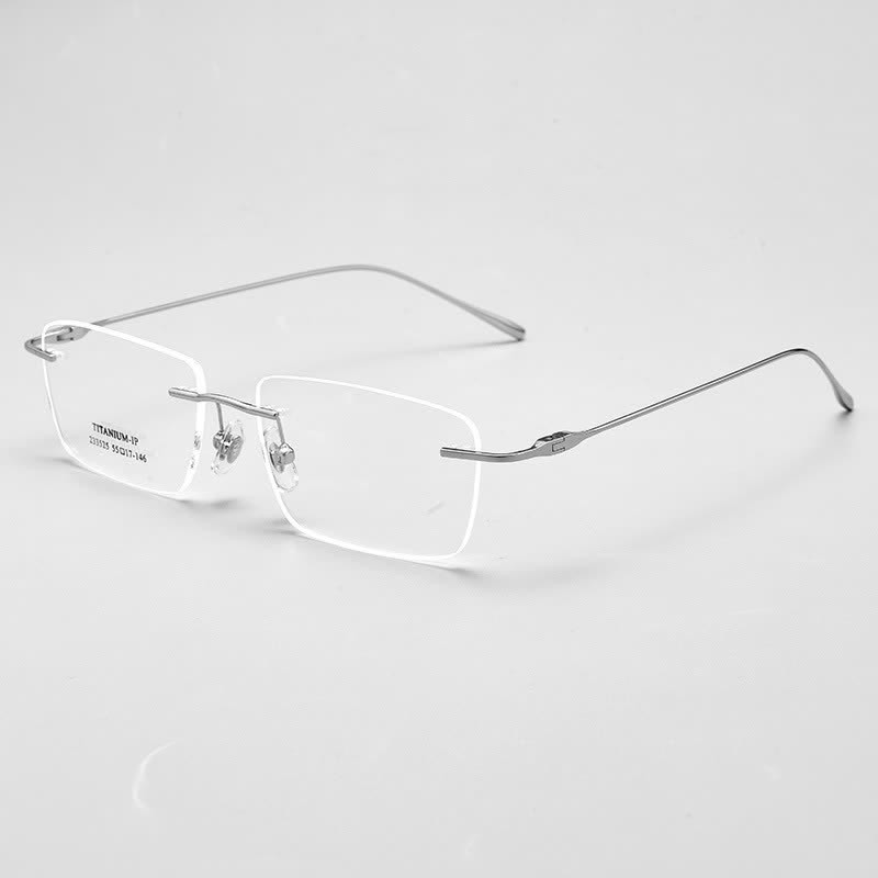 Spykay™ EG26723 Titanium Rectangle Frame Anti-blue Light Hipster Rimless Glasses - Silver - image 1
