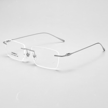 Spykay™ EG26723 Titanium Rectangle Frame Anti-blue Light Hipster Rimless Glasses - Silver - image 1