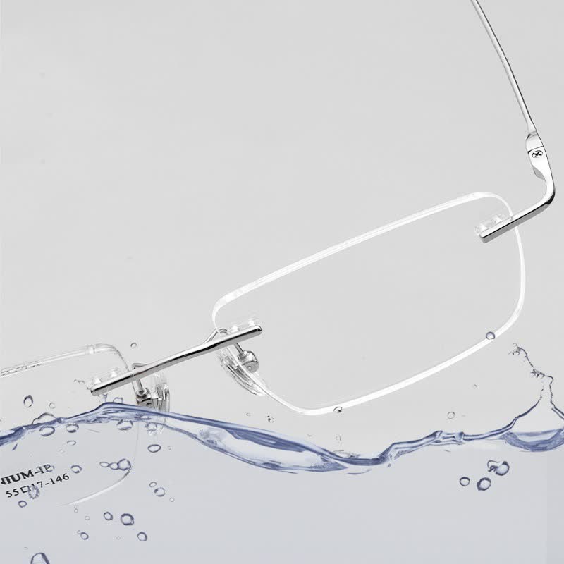 Spykay™ EG26723 Titanium Rectangle Frame Anti-blue Light Hipster Rimless Glasses - image 12