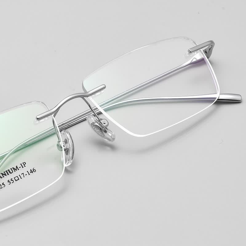Spykay™ EG26723 Titanium Rectangle Frame Anti-blue Light Hipster Rimless Glasses - image 11