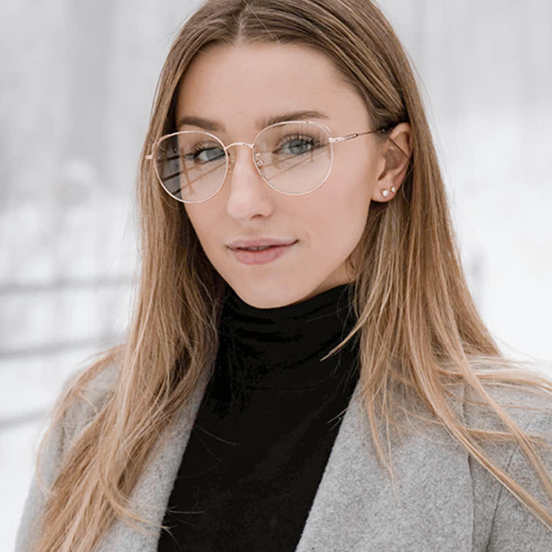 Spykay™ EG26840 Fashion Cat-Eye Metal Oval Frame Anti-blue Light Glasses - image 5