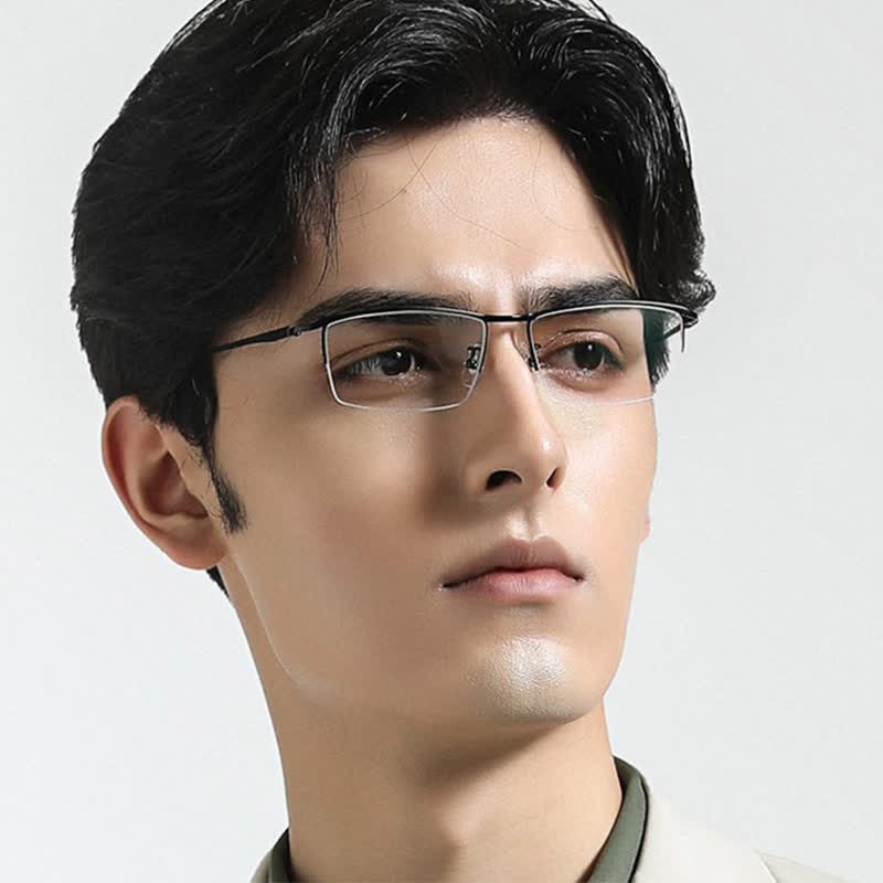 Spykay™ EG26842 Simple Semi-Rimless Titanium Rectangle Frame Anti-blue Light Glasses - image 3