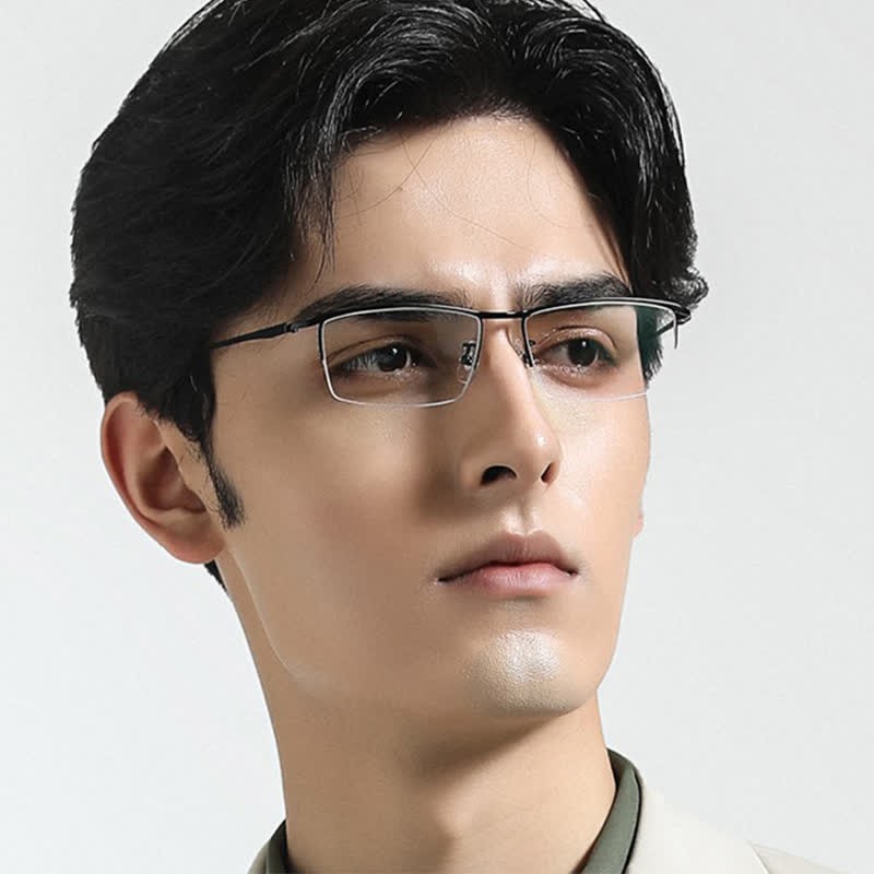Spykay™ EG26842 Simple Semi-Rimless Titanium Rectangle Frame Anti-blue Light Glasses - image 3