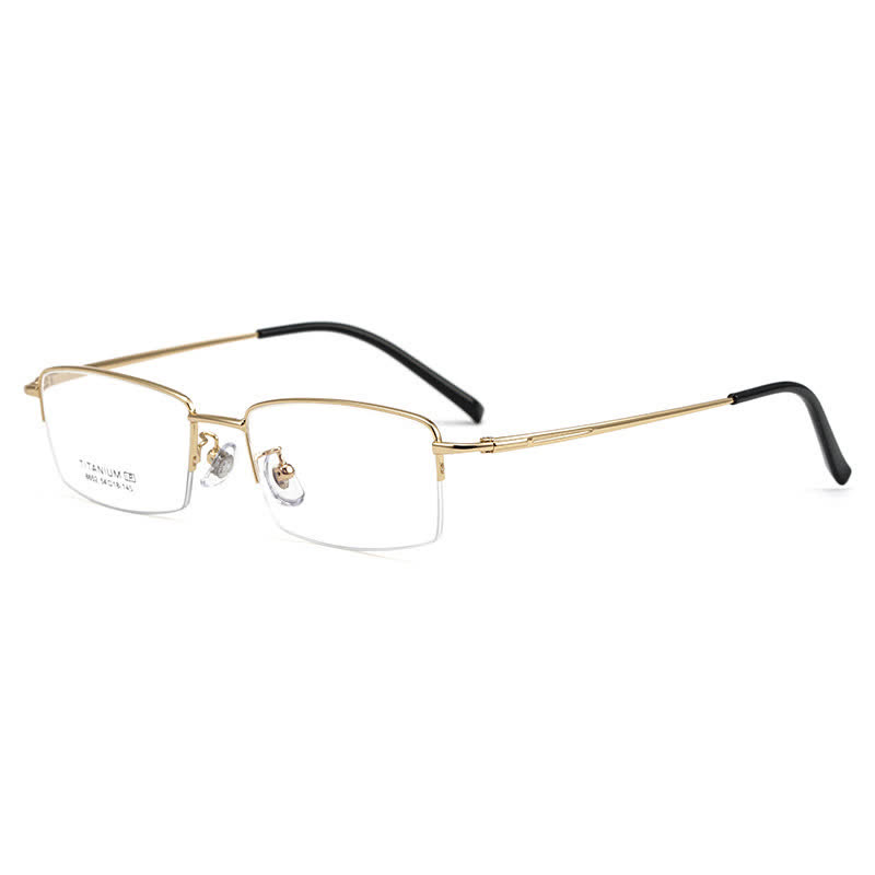 Spykay™ EG26844 Semi-Rimless Rectangle Titanium Frame Anti-blue Light Simple Glasses - Golden - image 9