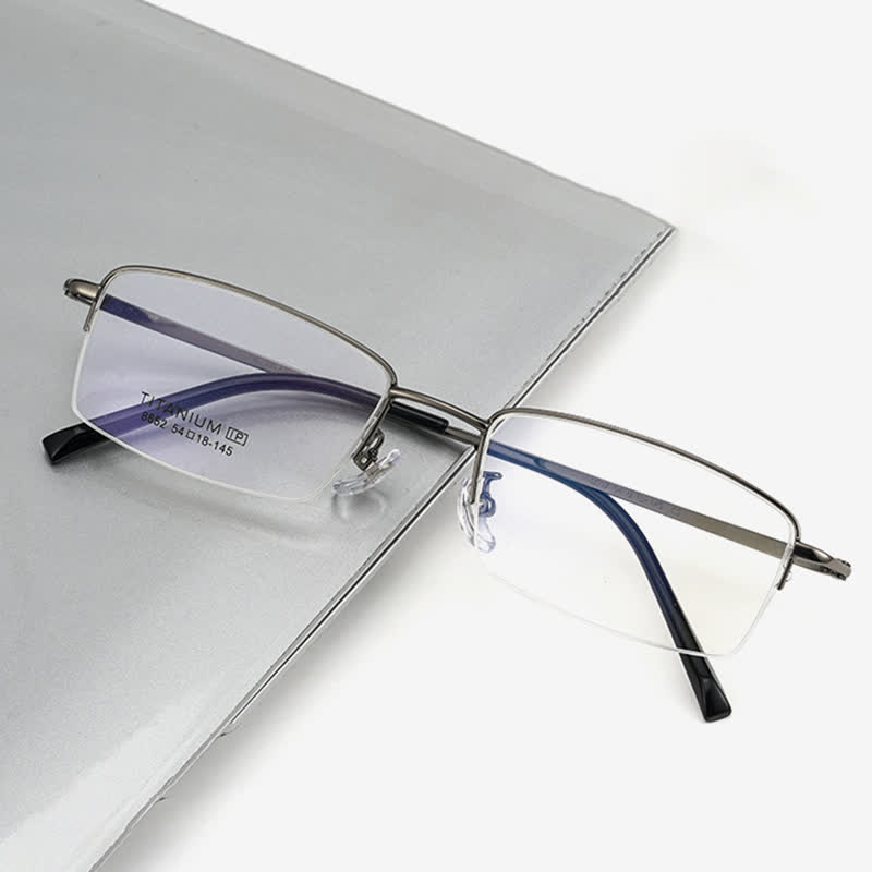 Spykay™ EG26844 Semi-Rimless Rectangle Titanium Frame Anti-blue Light Simple Glasses - image 2