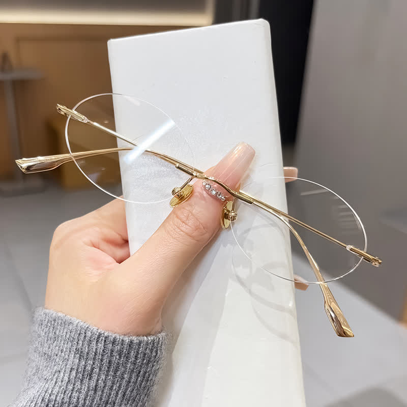 Spykay™ EG26848 Lightweight Rimless Oval Titanium Frame Anti-blue Light Glasses - Golden - image 2