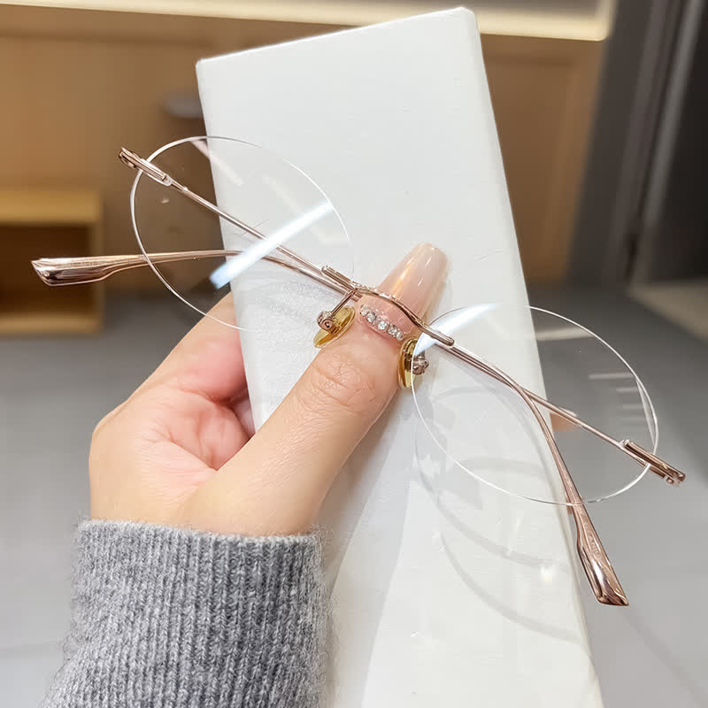 Spykay™ EG26848 Lightweight Rimless Oval Titanium Frame Anti-blue Light Glasses - Rose Golden - image 5