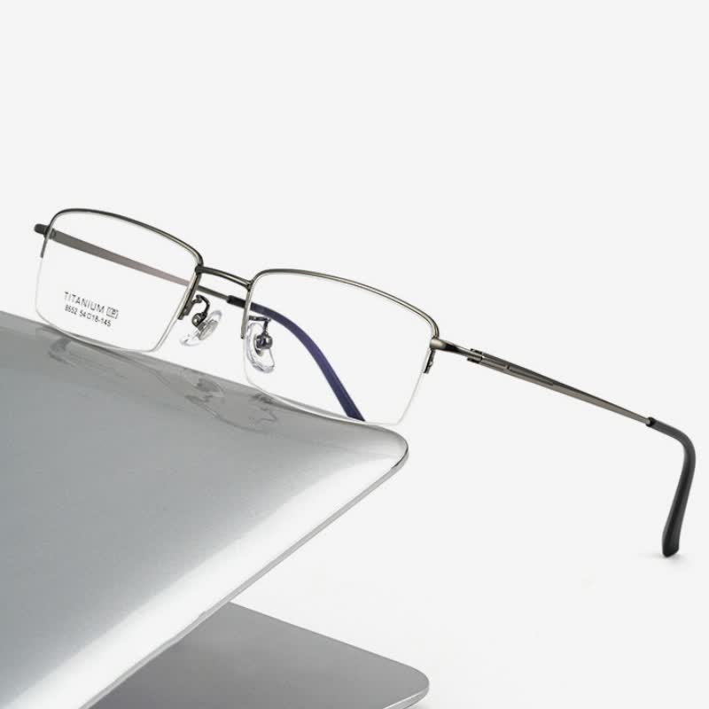 Spykay™ EG26844 Semi-Rimless Rectangle Titanium Frame Anti-blue Light Simple Glasses - image 1