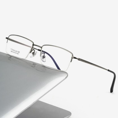 Spykay™ EG26844 Semi-Rimless Rectangle Titanium Frame Anti-blue Light Simple Glasses - image 1