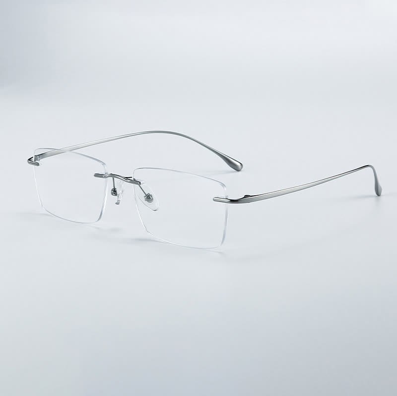 Spykay™ EG26849 Rectangle Titanium Frame Anti-blue Light Hipster Rimless Glasses - Silver - image 1
