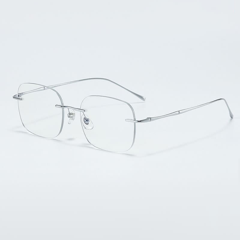 Spykay™ EG26850 Square Titanium Frame Anti-blue Light Hipster Rimless Glasses - Silver - image 1