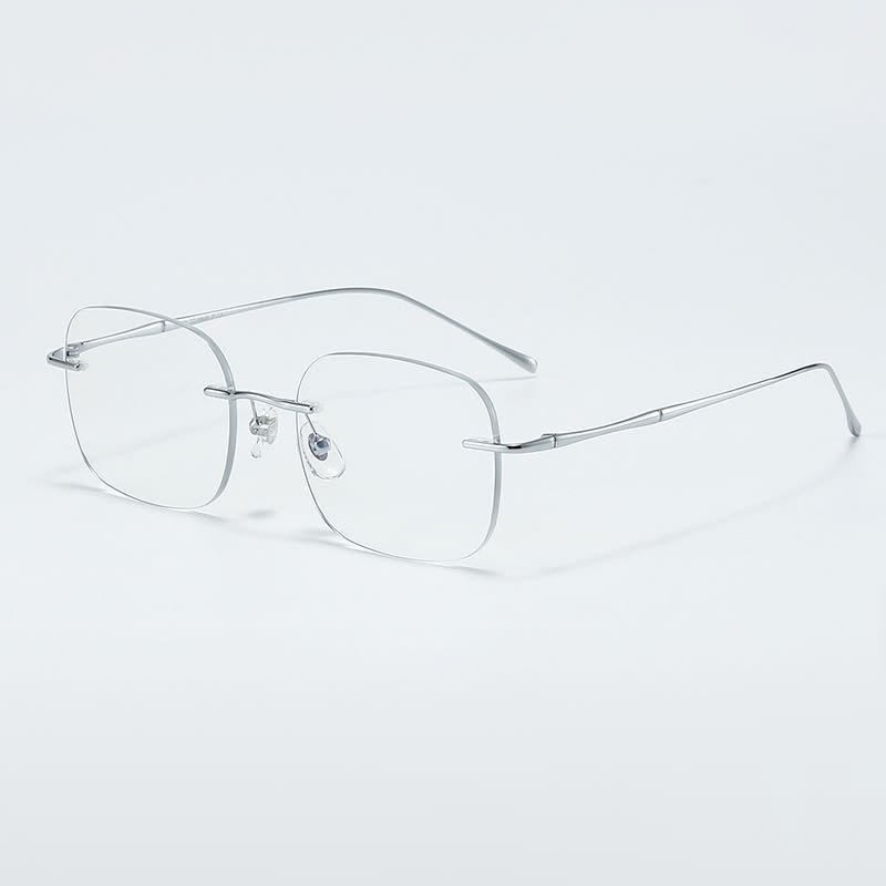 Spykay™ EG26850 Square Titanium Frame Anti-blue Light Hipster Rimless Glasses - Silver - image 1