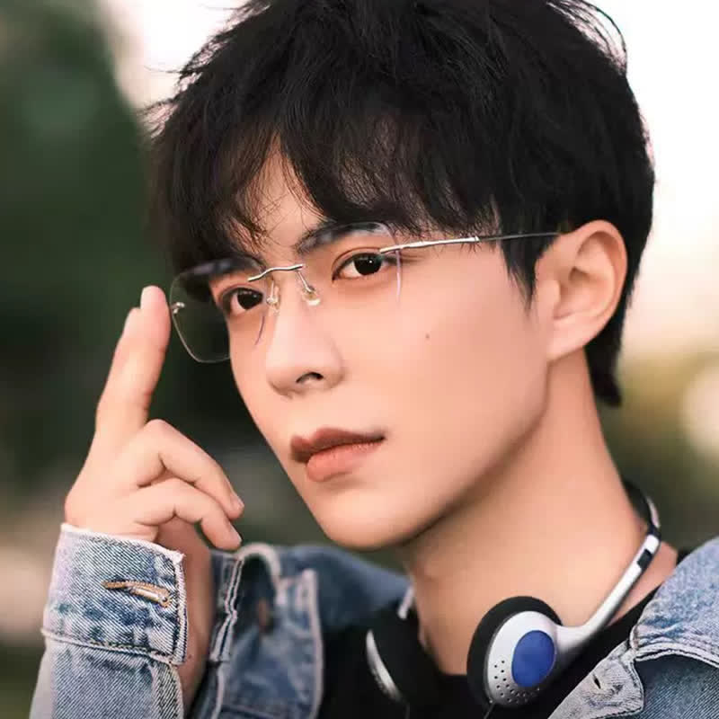 Spykay™ EG26850 Square Titanium Frame Anti-blue Light Hipster Rimless Glasses - image 6