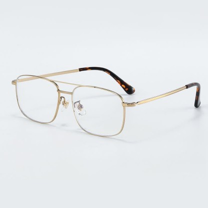 Spykay™ EG26851 Vintage Square Titanium Frame Anti-blue Light Double Bridges Glasses - Golden - image 1