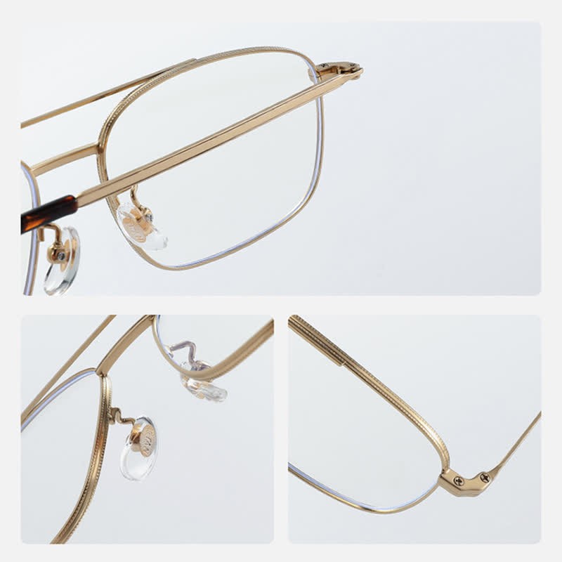 Spykay™ EG26851 Vintage Square Titanium Frame Anti-blue Light Double Bridges Glasses - image 4