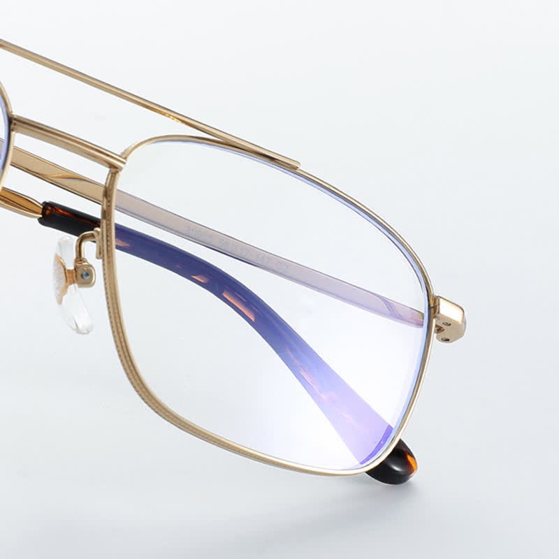 Spykay™ EG26851 Vintage Square Titanium Frame Anti-blue Light Double Bridges Glasses - image 3