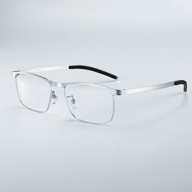Spykay™ EG26852 Rectangle Titanium Frame Anti-blue Light Classic Glasses - Silver - image 1