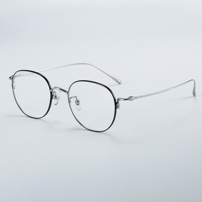 Spykay™ EG26855 Round Titanium Frame Anti-blue Light Simple Glasses - Black/Silver - image 1