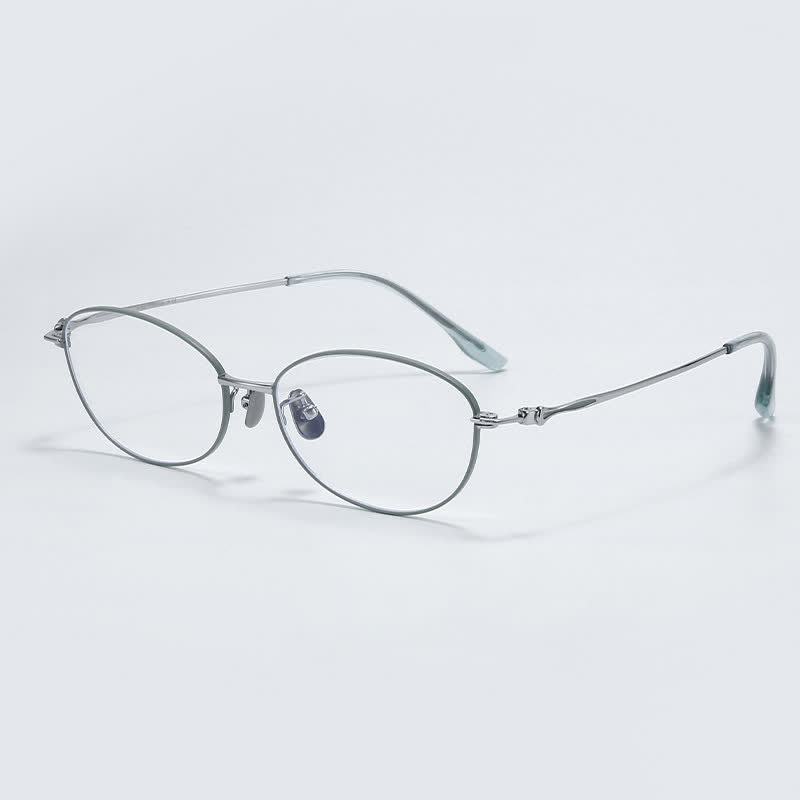 Spykay™ EG26856 Butterfly Titanium Lightweight Frame Anti-blue Light Simple Glasses - Silver/Green - image 1