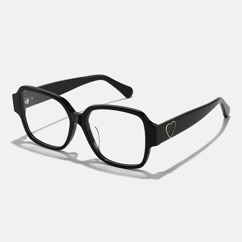 Spykay™ EG26858 Square Frame Heart Temples Anti-blue Light Simple Glasses with Nylon Lenses - Black - image 1