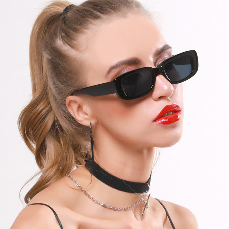 Spykay™ SG60996 Rectangle Small Thick Frame Vintage Sunglasses - Black - image 9