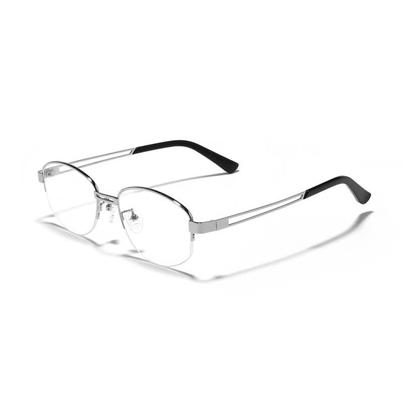 Spykay™ EG26860 Oval Metal Frame Hollow-out Temples Anti-blue Light Fashion Glasses - Silver - image 8