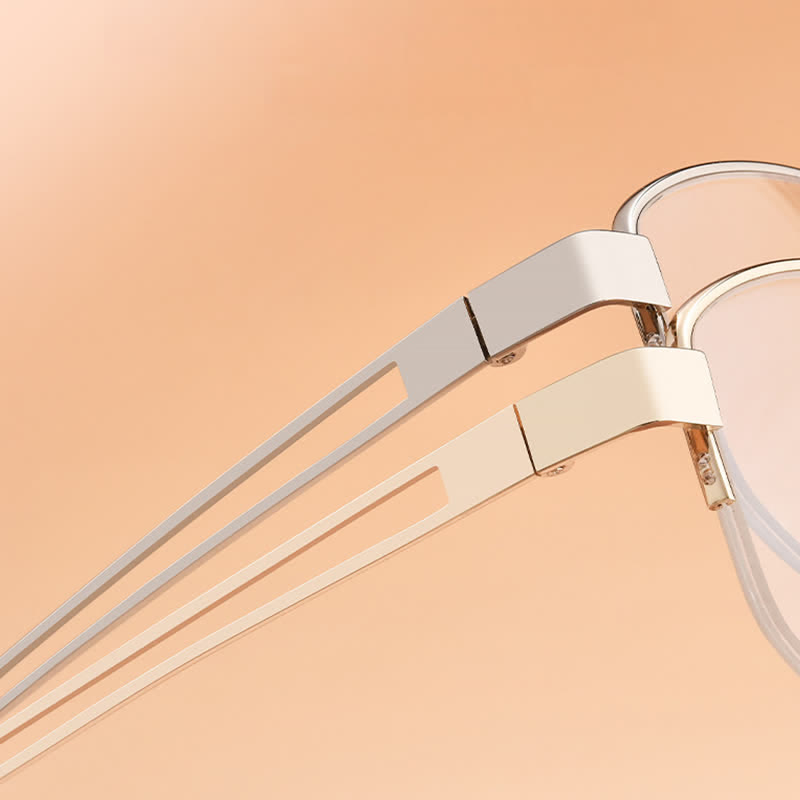 Spykay™ EG26860 Oval Metal Frame Hollow-out Temples Anti-blue Light Fashion Glasses - image 11