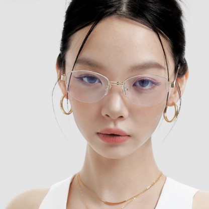 Spykay™ EG26860 Oval Metal Frame Hollow-out Temples Anti-blue Light Fashion Glasses - image 3