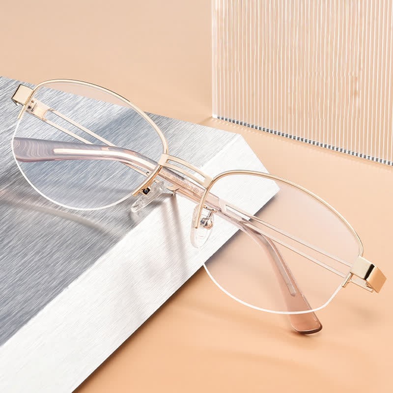Spykay™ EG26860 Oval Metal Frame Hollow-out Temples Anti-blue Light Fashion Glasses - image 10