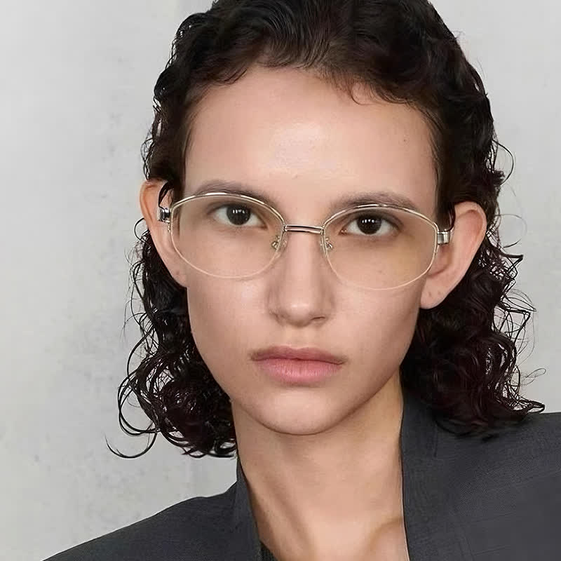 Spykay™ EG26860 Oval Metal Frame Hollow-out Temples Anti-blue Light Fashion Glasses - image 7