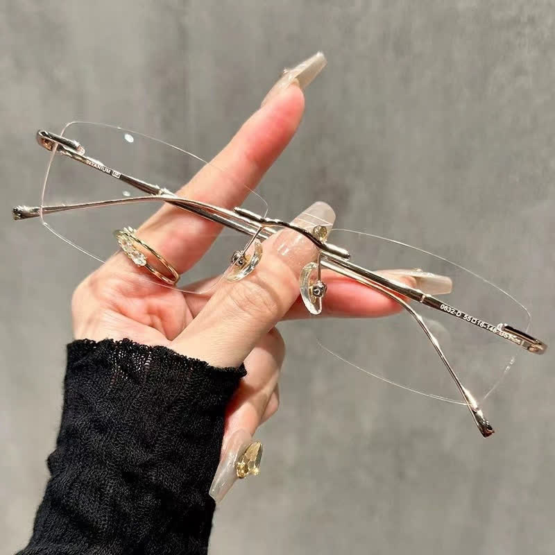 Spykay™ EG26861 Rectangle Metal Frame Anti-blue Light Hipster Rimless Glasses - Rose Golden - image 4